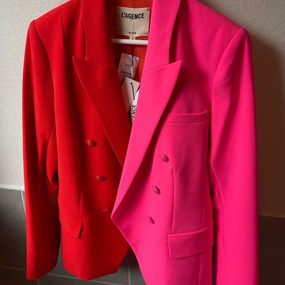 NEW L'AGENCE Kenzie Two-Tone
Pink Orange Double Breasted
Blazer size 8 $675